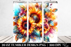 Abstract Sunflower Watercolor | 20 Oz Tumbler Product Image 2