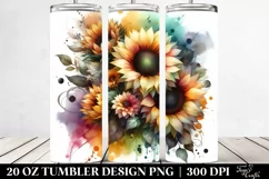 Colorful Abstract Watercolor Sunflower | 20 Oz Tumbler Product Image 2