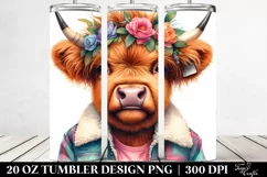 Contempt Highlandcow with Floral Wreath, Transparent 20 Oz Product Image 2