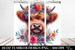 Contempt Highlandcow with Floral Wreath, Transparent 20 Oz Product Image 2