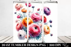 Watercolor Abstract Ranunculus Bouquet | 20 Oz Tumbler Product Image 2