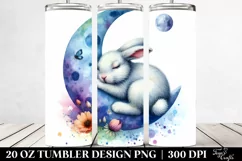 Colorful Watercolor Bunny Sleeping Moon | 20 Oz Tumbler Product Image 2