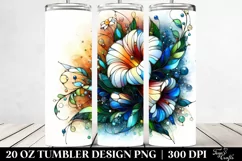 20 Oz Tumbler Sublimation | Colorful Morning Glory Stained Product Image 2