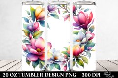 20 Oz Tumbler Sublimation | Colorful Magnolia Frame Product Image 2