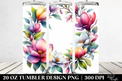 20 Oz Tumbler Sublimation | Colorful Magnolia Frame Product Image 2