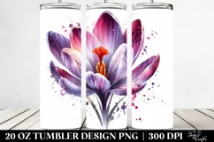 Detailed Shiny Crocus Watercolor Splash | 20 Oz Tumbler Product Image 2