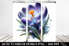 Detailed Shiny Crocus Watercolor Splash | 20 Oz Tumbler Product Image 2