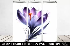 Detailed Shiny Crocus Watercolor Splash | 20 Oz Tumbler Product Image 2
