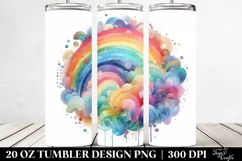 Colorful Pastel Rainbow Clipart, High-Res 20 Oz Tumbler Product Image 2
