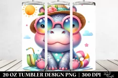 Colorful Watercolor Cute Hippo | 20 Oz Tumbler Product Image 2
