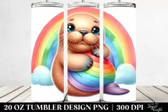 Cute Baby Walrus Cuddling Rainbow Clipart, High-Res 20 Oz Product Image 2