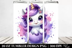 Watercolor Unicorn Violet | 20 Oz Tumbler Product Image 2