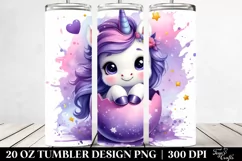 Watercolor Unicorn Violet | 20 Oz Tumbler Product Image 2