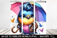Excited Bird with Umbrella, Transparent 20 Oz Tumbler Product Image 2