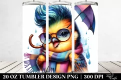 Colorful Cute Bird with Quirky Style 20 Oz Tumbler Product Image 2