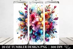 20 Oz Tumbler Sublimation | Colorful Stained Watercolor Product Image 2