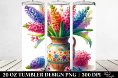 20 Oz Tumbler Sublimation | Colorful Hyacinth Watercolor Product Image 2
