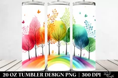 Colorful Simple Watercolor Rainbow Trees | 20 oz Tumbler Product Image 2