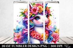 Colorful Baby Unicorn with Lei. 20 oz Tumbler Design Product Image 2