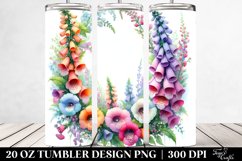 20 Oz Tumbler Sublimation | Vibrant Watercolor Foxglove Product Image 2