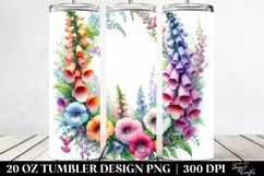 20 Oz Tumbler Sublimation | Vibrant Watercolor Foxglove Product Image 2