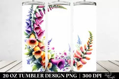 20 Oz Tumbler Sublimation | Vibrant Watercolor Foxglove Product Image 2