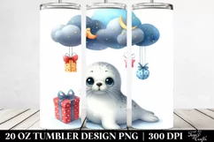 Cute Seal with Presents Clipart, 20 Oz Tumbler Product Image 2