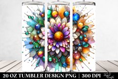 20 Oz Tumbler Sublimation | Colorful Stained Chrysanthemum Product Image 2