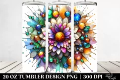 20 Oz Tumbler Sublimation | Colorful Stained Chrysanthemum Product Image 2
