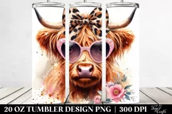 Elegant Highland Cow with Animal Print | 20 oz Tumbler Product Image 2