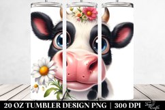 Watercolor Cow Portrait with Big Eyes and Funny Goofy Smile Product Image 2