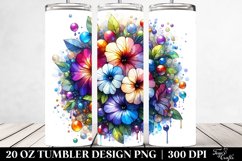 20 Oz Tumbler Sublimation | Colorful Stained Petunia Product Image 2