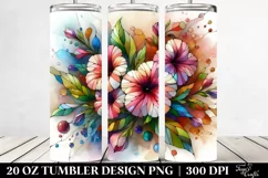 Colorful Stained Petunia Watercolor Splash | 20 Oz Tumbler Product Image 2