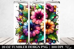 20 Oz Tumbler Sublimation | Colorful Stained Petunia Product Image 2