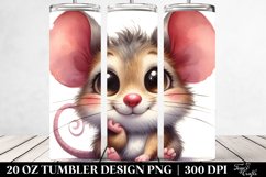 Watercolor Funny Baby Mouse Portrait with Big Eyes Product Image 2