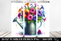 20 Oz Tumbler Sublimation | Vibrant Watercolor Petunia Product Image 2