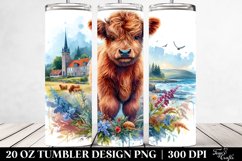 Colorful Baby Highland Cow Swedish Countryside. 20 Oz Product Image 2