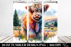 Colorful Baby Highland Cow Swedish Countryside. 20 Oz Product Image 2