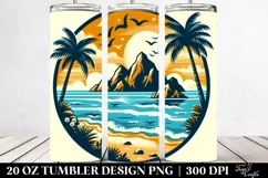 Retro Tropical Beach Island. 20 Oz Tumbler Design Product Image 2