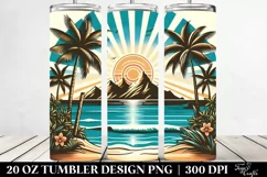 Retro Tropical Beach Island. 20 Oz Tumbler Design Product Image 2