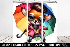 Funny Baby Deer in Raincoat, Transparent 20 Oz Tumbler Product Image 2