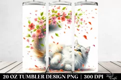 20 Oz Tumbler Sublimation | Tumbling Cat Spring Petals Product Image 2