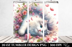 20 Oz Tumbler Sublimation | Cat Tumbling with Spring Petals Product Image 2
