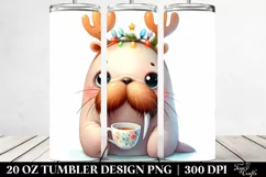 Expressive Baby Walrus with Reindeer Horns, 20 Oz Tumbler Product Image 2