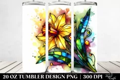 20 Oz Tumbler Sublimation | Colorful Stained Daffodil Product Image 2