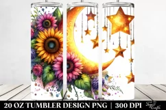 Vibrant Half Moon with Sunflowers Clipart, High-Res 20 Oz Product Image 2