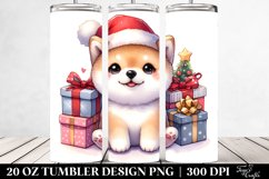 Expressive Baby Shiba Inu with Santa Hat, 20 Oz Tumbler Product Image 2