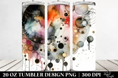 BLack Watercolor Drips | 20 Oz Tumbler Product Image 2