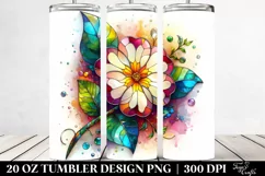 20 Oz Tumbler Sublimation | Colorful Stained Primrose Product Image 2
