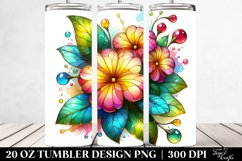 20 Oz Tumbler Sublimation | Colorful Stained Primrose Product Image 2